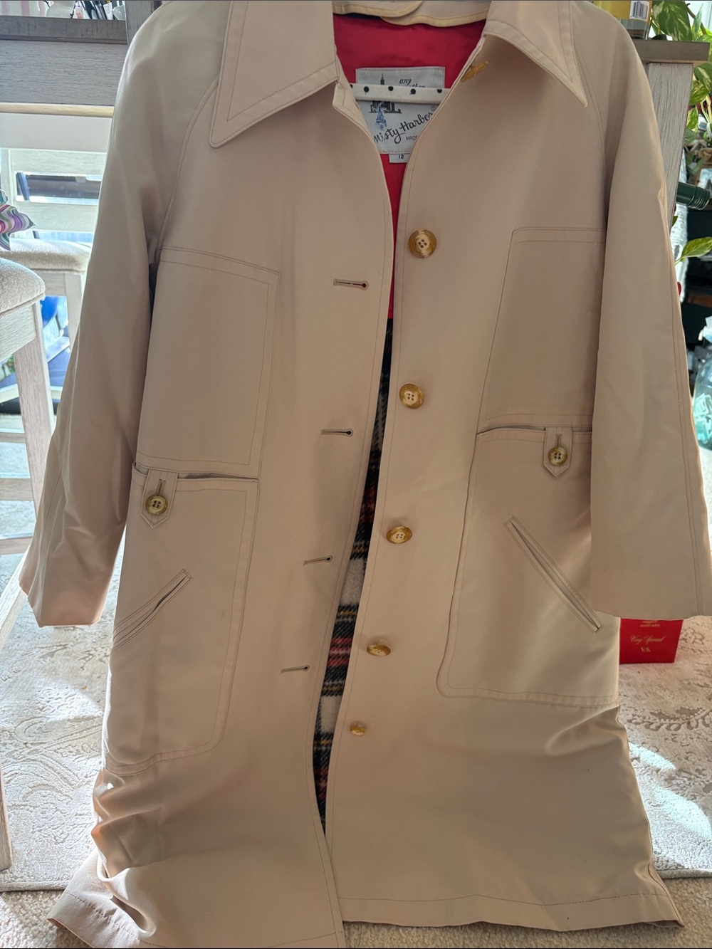 Misty Harbor Women's Tan Trench Coat with Button Front